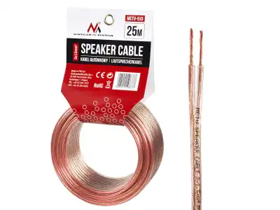 Kabel przewód głośnikowy transparent PVC Maclean, 2*1.5mm2 / 48*0.20 CCA 3,5*7,0mm, 25m, MCTV-510