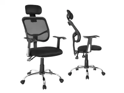 Siatkowe ergonomiczne krzesło biurowe Ergo Office, z wysokim oparciem, regulowany zagłówek, max 150kg, ER-413