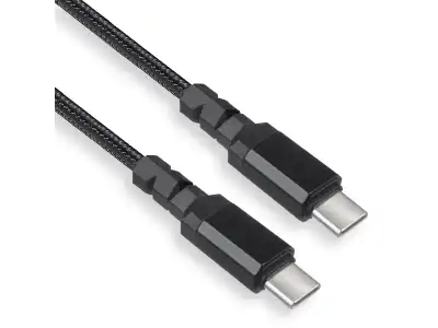 Kabel 2 x USB-C 15W Maclean, wspierający QC 3.0, przesył danych, 3A, czarny, dł. 1m, MCE493