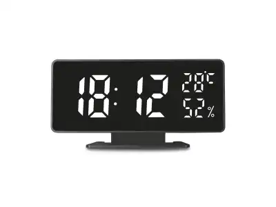 Zegar z alarmem i funkcją termometru, GreenBlue, higrometr, czarny, GB395