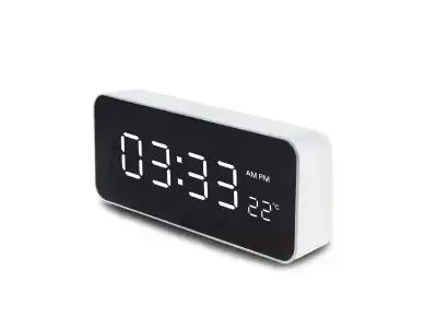 Zegar z alarmem i funkcją termometru, GreenBlue, biała obudowa, GB397