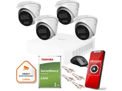 Zestaw monitoringu Hilook 4 kamer IP IPCAM-T4-30DL dysk 1TB