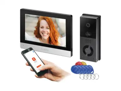 XIRAN, zestaw wideodomofonowy jednorodzinny, 2-żyłowy, 8", Wi-Fi, ekran dotykowy, Full HD, RFID