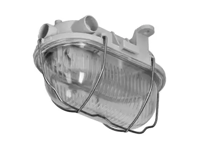 OVAL 7040T/R, oprawa oświetleniowa, 40W, E27, IP44, IK10, klosz poliwęglan przeźroczysty, podstawa polipropylen, siatka metalowa rozkładana, szara