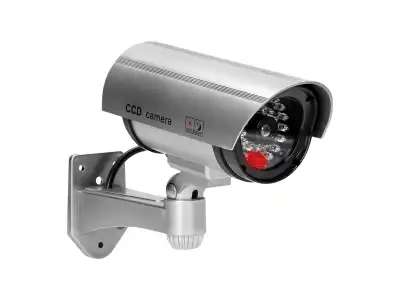 Atrapa kamery monitorującej CCTV, bateryjna, srebrna