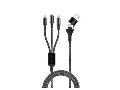 MAXLIFE KABEL ALLin1  USB-TYPE-C/Lightning+2xUSB-C 1m 66W czarny