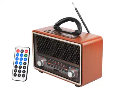 PR Radio przenośne Ina Retro Bluetooth, FM, USB, SD, AUX z pilotem, złoty