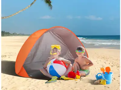 Namiot plażowy "Junior" samorozkładalny pomarańczowy,  145x100x88cm, UV30+