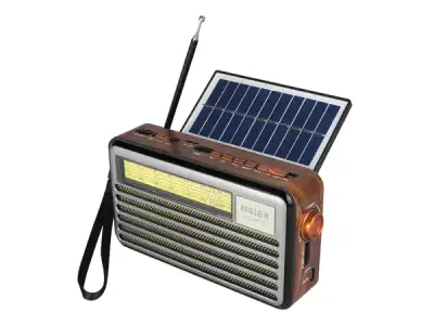 PS Radio przenośne Liwa Retro z panelam solarnym, FM, Bluetooth, USB, SD, AUX, lampka USB, filoet