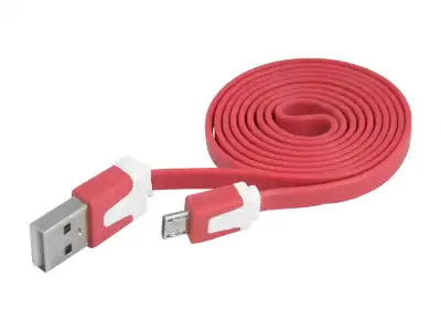 PS Kabel USB micro USB, czerwony, płaski.