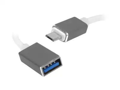 PS Kabel OTG: wtyk MicroUSB - gniazdo USB, 20cm.