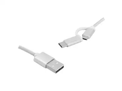 PS Kabel 2w1 USB -Type-C/micro USB, 1m, srebrny.