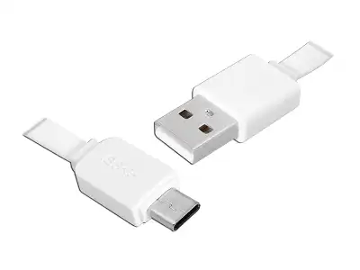 PS Kabel USB - Type-C 1m, płaski, biały.