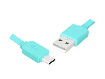 PS Kabel USB - Type-C 1m, płaski, niebieski.