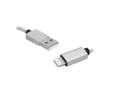 PS Kabel USB-IPhone 8PIN 1m w oplocie srebrny