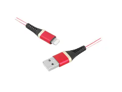 PS Kabel USB - IPhone 8pin 1m w oplocie czerwony