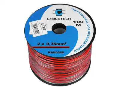Kabel głośnikowy 2 x 0,35 mm2, CCA, czarno-czerwony.