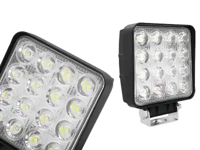 Lampa robocza 16 x LED, 48W, Kwadratowa flood, 12-90V.