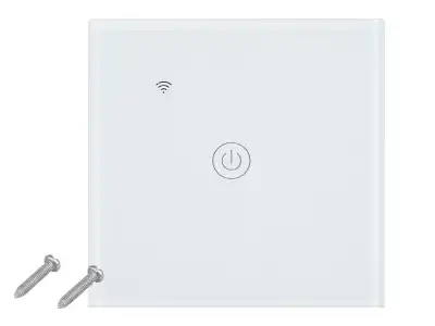 Włącznik światła WIFI i dotykowy, pojedynczy, szklany panel, biały