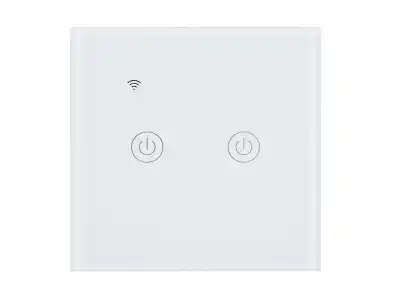 Włącznik światła WIFI i dotykowy, podwójny, szklany panel, biały.