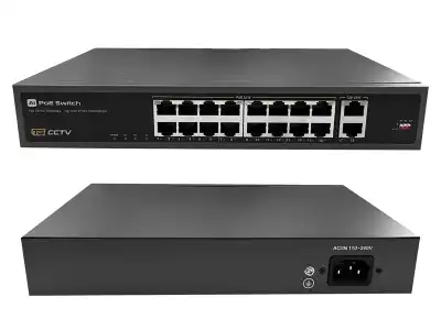 PS Switch 16 portowy PoE 10/100 Mbps 802.3af/at + 2x Uplink 100/1000 Mbps, 250W  tryb Extend (250m)