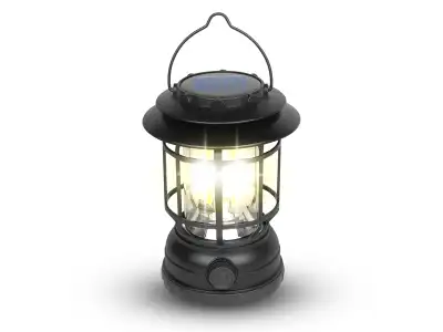 Lampa kemping solarna COB z akumlatorem 18650,płynna regulacja jasności, 3000K,czarna