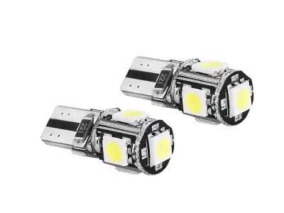 ŻARÓWKA LED CANBUS T10, 5x5050, 12V, barwa światła biała zimna.