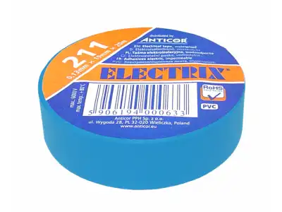 Taśma Electrix 211 PCV, niebieska, 19 mm x 20 m.