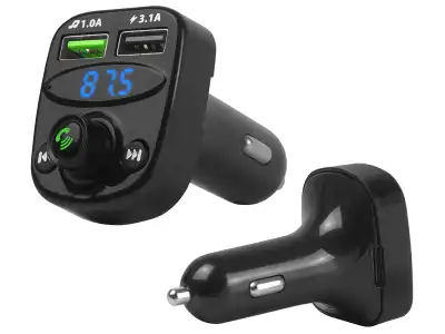 Transmiter FM LTC, DC 12/24 V, MP3, Bluetooth 5.0, 2 x USB (5V QC 3.1 A/5V 1.0 A), blue light.