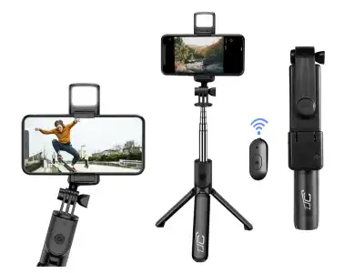 Uchwyt do telefonu 3w1 LTC Selfiestick + Statyw tripod + Lampa