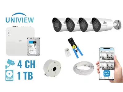 ZESTAW DO MONITORINGU UNV-NVR04-4IPCB 4 KAMERY + REJESTRATOR UNIVIEW