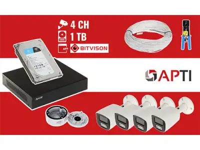 ZESTAW DO MONITORINGU APTI-NVR09-4IPCB 4 KAMERY + REJESTRATOR