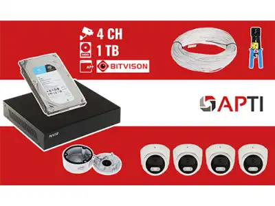 ZESTAW DO MONITORINGU APTI-NVR09-4IPCT 4 KAMERY + REJESTRATOR