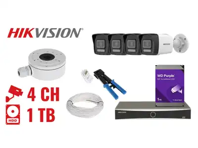 ZESTAW DO MONITORINGU HIK-NVR04-4IPCB 4 KAMERY + REJESTRATOR Hikvision