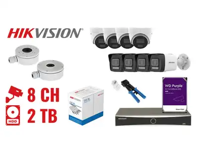 ZESTAW DO MONITORINGU HIK-NVR08-8IPCBT 8 KAMER + REJESTRATOR Hikvision