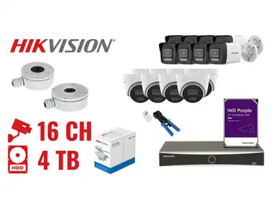 ZESTAW DO MONITORINGU HIK-NVR16-16IPCBT 16 KAMER + REJESTRATOR Hikvision