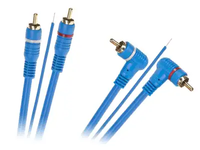 Kabel 2 x RCA - 2 x RCA + żyła 5m kątowo - prosty