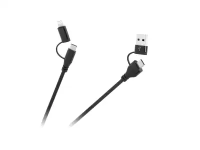 Kabel wtyk USB A/C - wtyk USB C/lightning (2+2) 1m