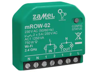 INTELIGENTNY PRZEŁĄCZNIK M/ROW-02 Wi-Fi SUPLA 230&nbsp;V AC ZAMEL