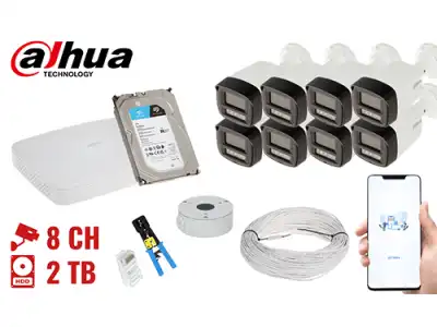 ZESTAW DO MONITORINGU DAHUA-NVR08-8IPCB 8 KAMER + REJESTRATOR DAHUA