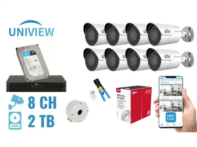 ZESTAW DO MONITORINGU UNV-NVR08-8IPCB 8 KAMER + REJESTRATOR UNIVIEW