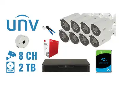 ZESTAW DO MONITORINGU UNV-NVR08-8IPCB2 8 KAMER + REJESTRATOR UNIVIEW