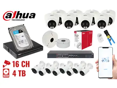 ZESTAW DO MONITORINGU DAHUA-NVR16-16IPCTB 16 KAMER + REJESTRATOR DAHUA