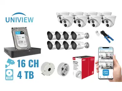 ZESTAW DO MONITORINGU UNV-NVR16-16IPCBT 16 KAMER + REJESTRATOR UNIVIEW