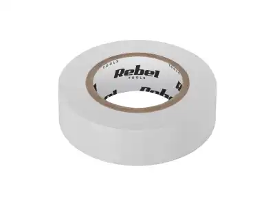 Taśma izolacyjna klejąca REBEL (0,13 mm x 19 mm x 10 yd) biała