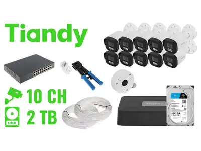 ZESTAW DO MONITORINGU TIANDY-NVR10-10IPCB 10 KAMER + REJESTRATOR TIANDY