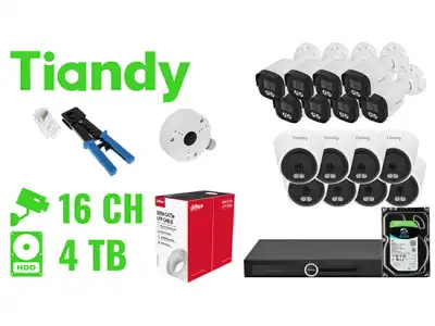 ZESTAW DO MONITORINGU TIANDY-NVR20-16IPCBT 16 KAMER + REJESTRATOR TIANDY